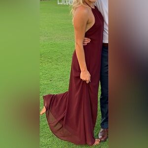 Nouvelle AMSALE Deep Red Backless Dress